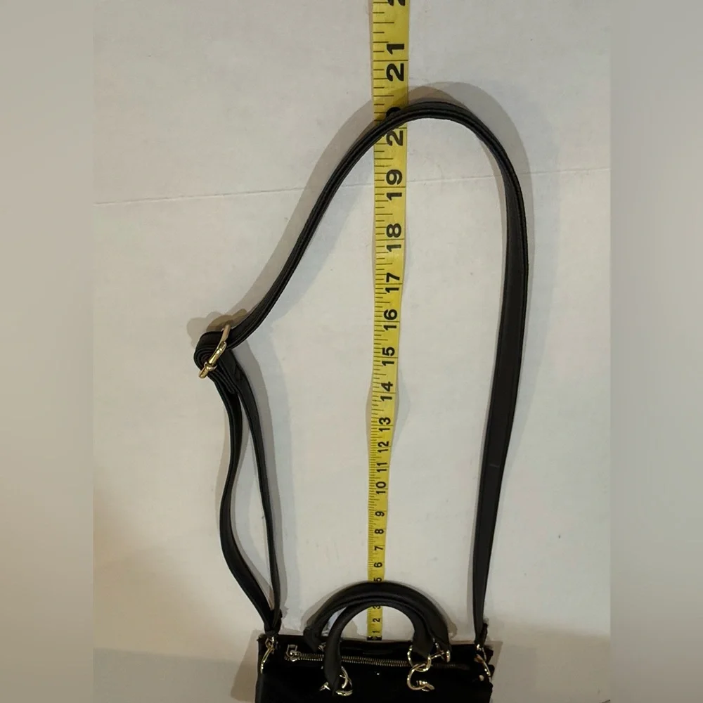 Andrew Marc/Marc New York Small Crossbody Black Bag W/Gold Accents‎ Exude Luxury